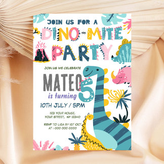 Dinomite 5. Geburtstagsparty Einladung