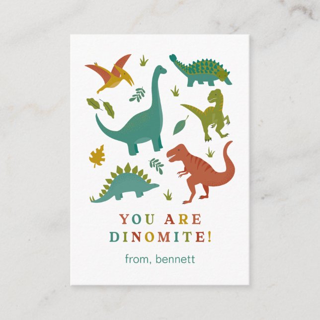 Dinomite Dinosaur-Klasse Valentine Card Begleitkarte (Vorderseite)