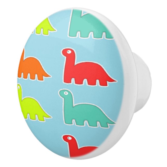 Dinos auf blau keramikknauf (Rechts)