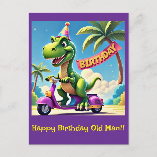 " DINO'S BIRTHDAY JOYRIDE " POSTKARTE (Vorderseite)