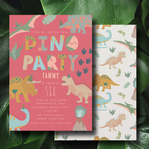 Dinos Boho Dino-Party-Tiere Geburtstag Pink Einladung