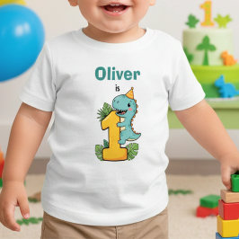 Dinos erster Geburtstag Baby T-shirt