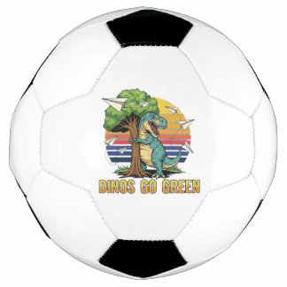 Dinos Go Green – Retro Eco Dinosaur Design Fußball