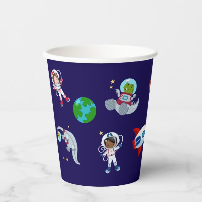 Dinos in Space Pappbecher (Vorderseite)