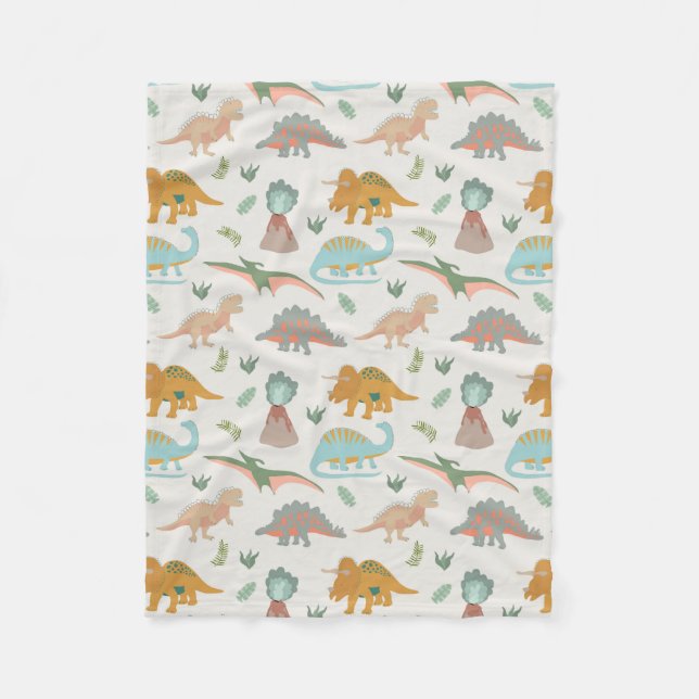 Dinos Kinder Handgezeichnet Boho Dinosaurier Schla Fleecedecke (Vorderseite)
