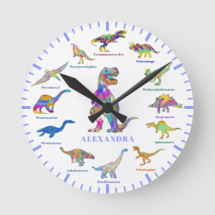 Dinos mit Namen Personalisiert Runde Wanduhr