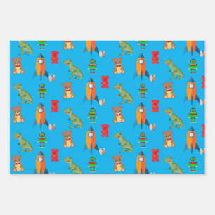 Dinos, Raketen und Bären Geschenkpapier Set