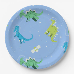 Dinos Space Dinosaurier kids Pattern Geschenk Nied Pappteller