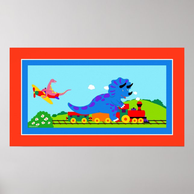 Dinos, Züge und Flugzeug Poster (Vorne)