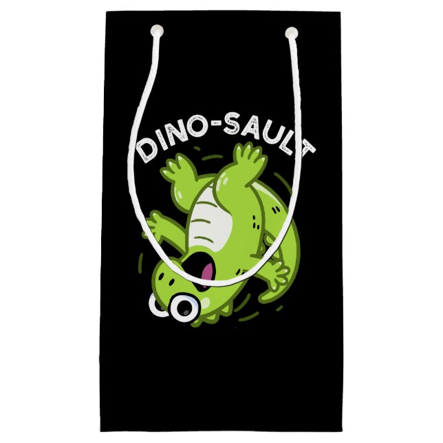 Dinosault Funny Dinosaur Pun Dark BG Kleine Geschenktüte (Vorderseite)