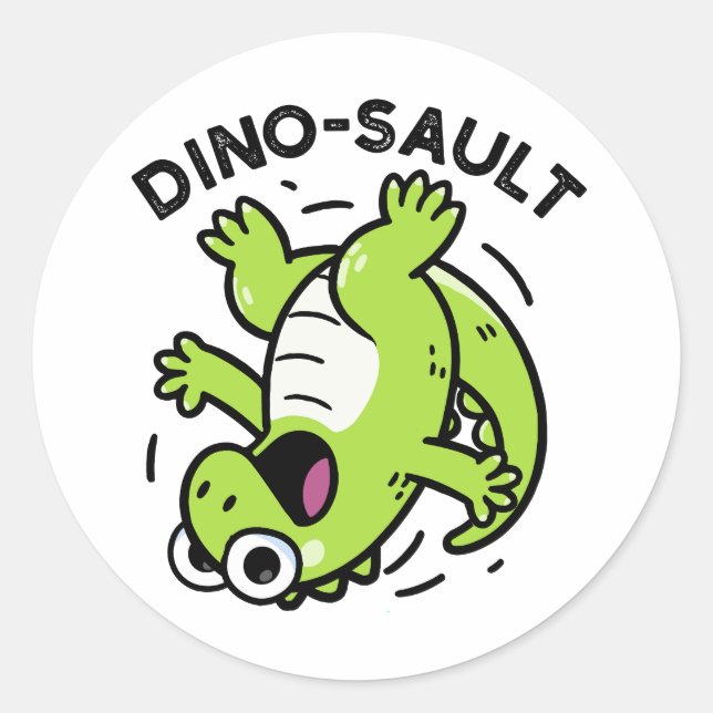 Dinosault Funny Dinosaur Pun Runder Aufkleber (Vorderseite)