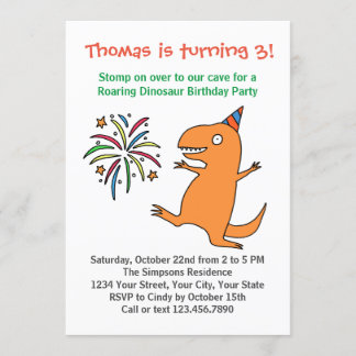 Dinosaur 1. 2. 3. Junge Geburtstagsparty Einladung