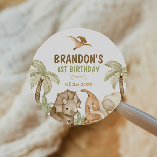 Dinosaur 1-A-Saurus 1. Geburtstags-Party Runder Aufkleber