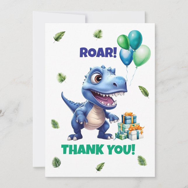 Dinosaur 1. Geburtstag Danke Karte Junge - Individ (Vorderseite)