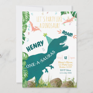 Dinosaur 1. Geburtstag Einladung Oneasauras TRex