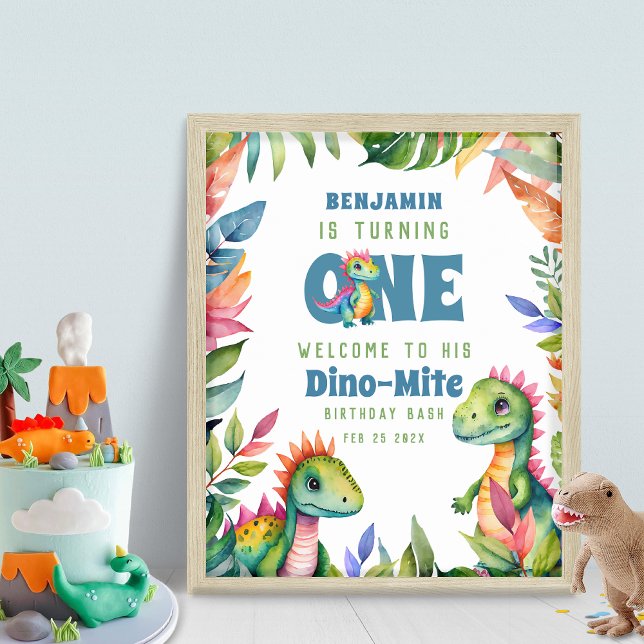 Dinosaur 1. Geburtstag Junge Tropical Welcome Part Poster (Von Creator hochgeladen)