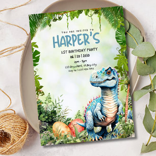 Dinosaur 1. Geburtstag Jurassic Party T Rex Kinder Einladung