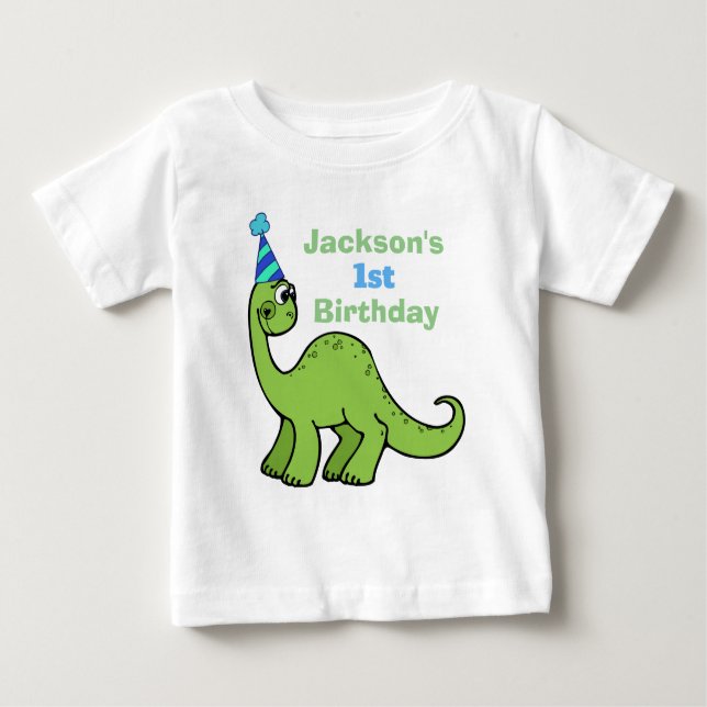 Dinosaur 1. Geburtstag Niedlich Personalisiert Baby T-shirt (Vorderseite)