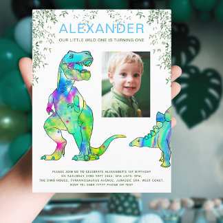 Dinosaur 1. Geburtstag Party Haushalt Einladungspostkarte