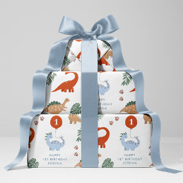 Dinosaur 1. Geburtstag Party Individuelle Name Geschenkpapier Set