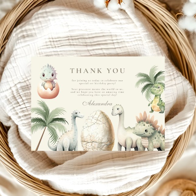 Dinosaur 1. Geburtstags-Party Dankeskarte (Von Creator hochgeladen)