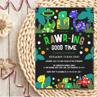 Dinosaur 1. Geburtstags-Party Einladung