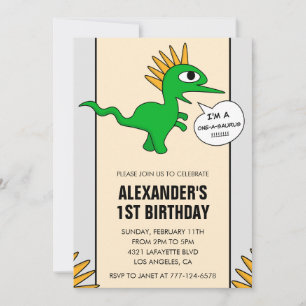 Dinosaur 1. Geburtstagseinladung One-a-saurus dino Einladung