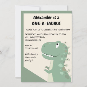 Dinosaur 1. Geburtstagseinladungen 1 Jahr alt T Re Einladung