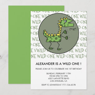 Dinosaur 1. Geburtstagseinladungen wilder Einsamer Einladung