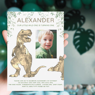 Dinosaur 1. Geburtstagsfeier Foto-Einladung Einladung