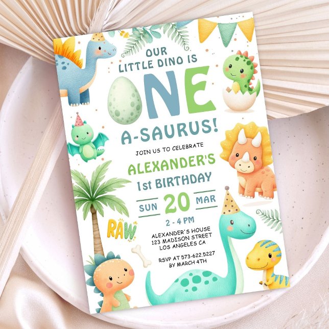 Dinosaur 1st Birthday Cute Dino Party Invitation  Einladung (Von Creator hochgeladen)
