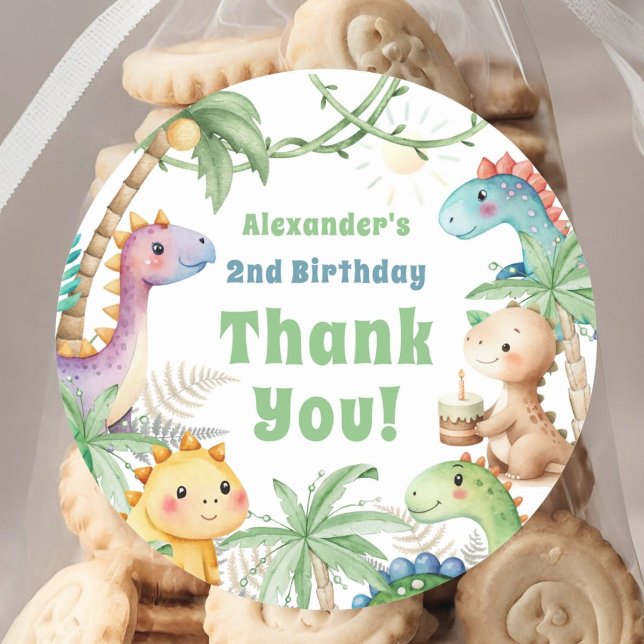 Dinosaur 2. Geburtstag Boy Cite Dino Runder Aufkleber (Von Creator hochgeladen)