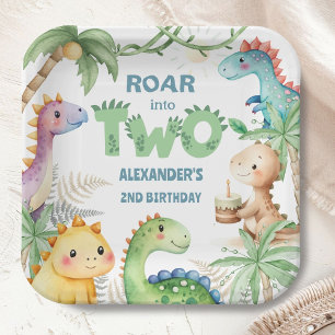Dinosaur 2. Geburtstag Junge Jurassic Dino Pappteller