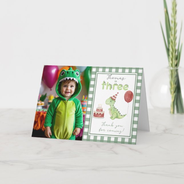Dinosaur 3 Dritter Geburtstag dankeschön Dankeskarte (Vorderseite)