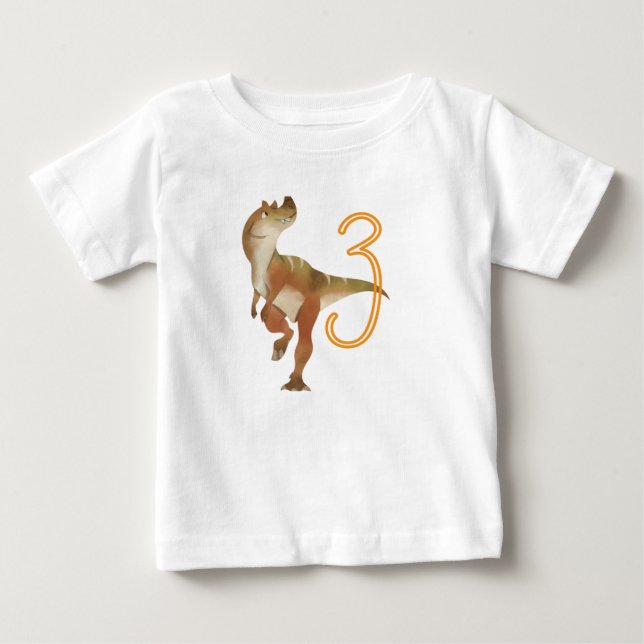 Dinosaur 3. Geburtstag Baby T-shirt (Vorderseite)