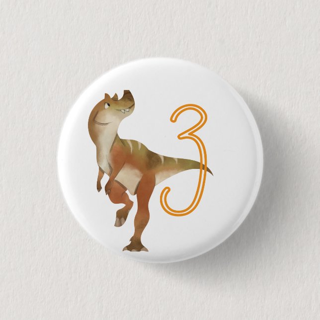 Dinosaur 3. Geburtstag Button (Vorderseite)