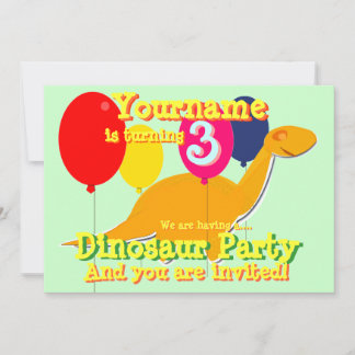 Dinosaur 3. Geburtstag Party Einladung