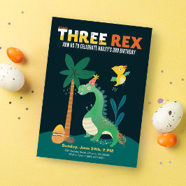 Dinosaur 3-Rex Kinder Einladung zur dritten Geburt