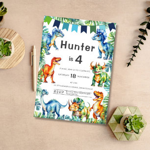 Dinosaur 4. Geburtstag Einladung