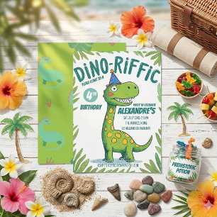Dinosaur 4. Geburtstagsfeier, Grün Dino-Riffic Einladung