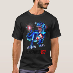 Dinosaur 4. Juli Amerisaurus Rex Fireworks Boy T-Shirt