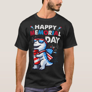 Dinosaur 4. Juli Feuerwerk Amerikanische Flagge Ha T-Shirt