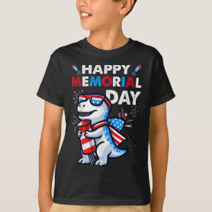Dinosaur 4. Juli Feuerwerk Amerikanische Flagge Ha T-Shirt