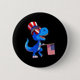 Dinosaur 4. Juli-Shirt Us Flag Dino Kinder Jungen Button