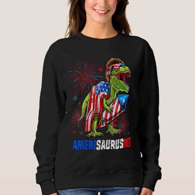 Dinosaur 4th Of July Amerisaurus Rex American Flag Sweatshirt (Vorderseite)
