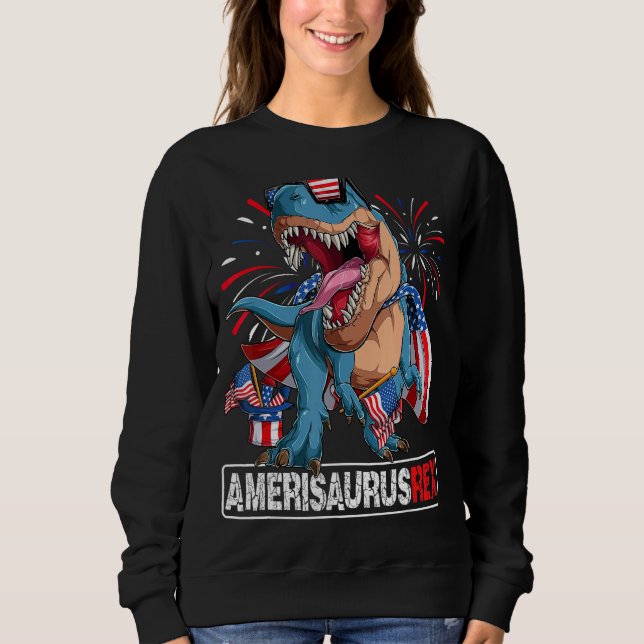 Dinosaur 4th of July Boys Girls Men Amerisaurus T  Sweatshirt (Vorderseite)