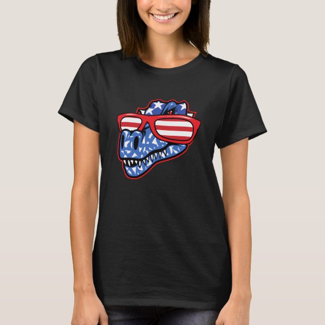 Dinosaur 4th of July Girls Women Rex T-Shirt (Vorderseite)