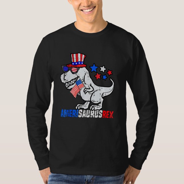 Dinosaur 4th Of July Kids Boys Men Amerisaurus Rex T-Shirt (Vorderseite)