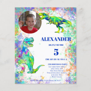 Dinosaur 5. Geburtstag Farbige Foto Budget Flyer