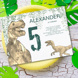 Dinosaur 5. Geburtstagsfeier Budget Einladungspostkarte